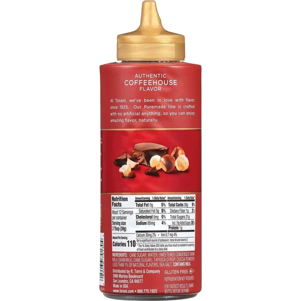 Torani Chocolate Hazlenut Puremade Sauce,4 Bottles